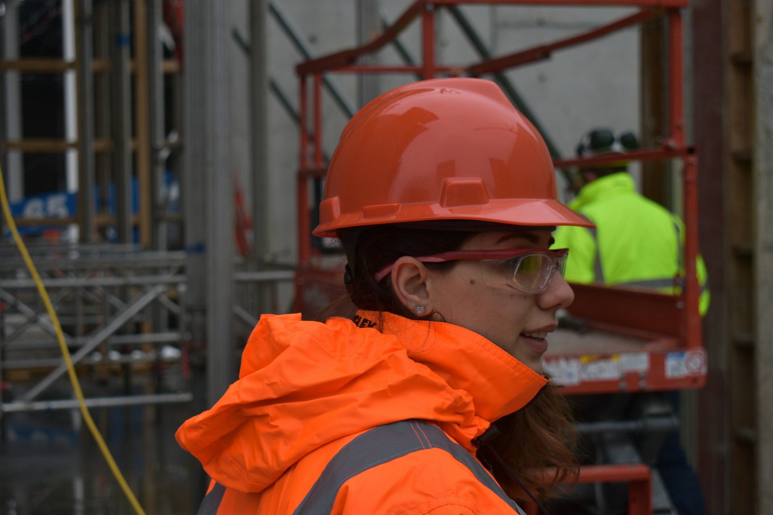 Trucking industry worker in Alberta wearing safety gear