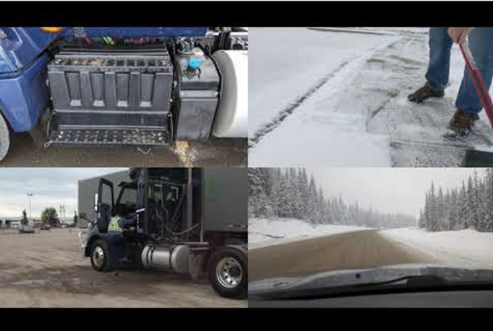 Snow's effect on a semi truck